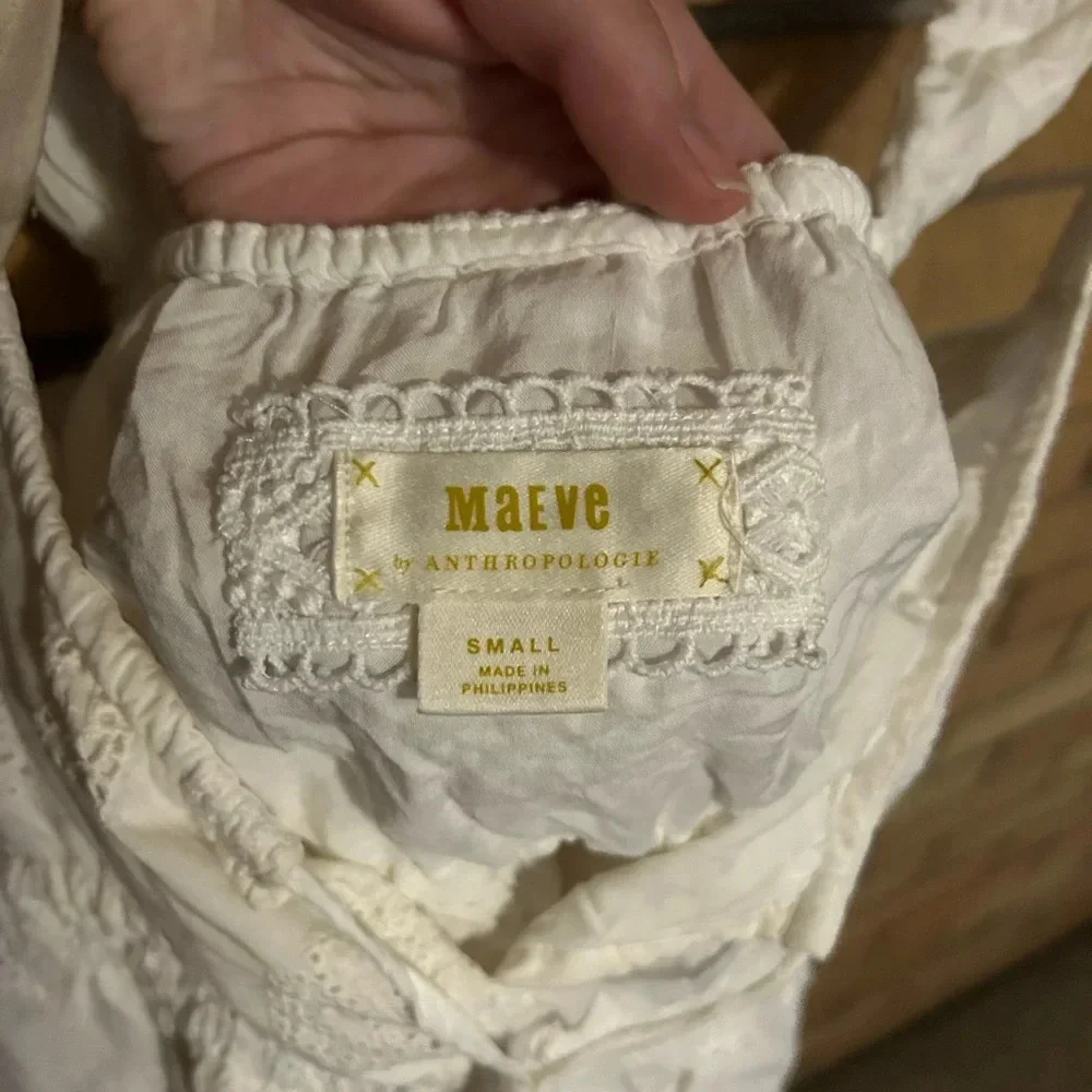 Anthropologie Maeve Seashell Shell Peplum Eyelet Tank Top White Size Small - Picture 4 of 7